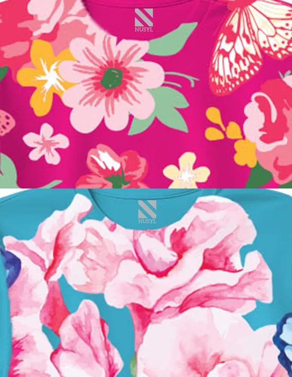 Nusyl_Girl_Hot_Pink_&_Sky_Blue_Flower_Printed_&_Butterfly_Printed_Half_Sleeves_Pack_Of_2_T_Shirts_Soft_&_Comfortable_Half_Sleeve_T_Shirts_Cozy_Summer_Wear_For_Kids_&_Teen_Girls