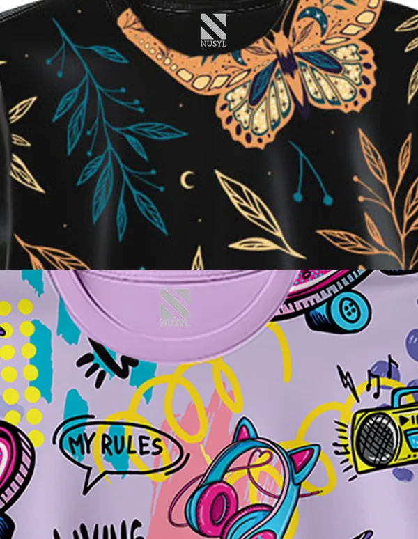 Nusyl_Girl_Black_&_Lilac_Butterfly_Printed_&_Skate_Girl_Text_Printed_Half_Sleeves_Pack_Of_2_T_Shirts_Soft_&_Comfortable_Half_Sleeve_T_Shirts_Cozy_Summer_Wear_For_Kids_&_Teen_Girls