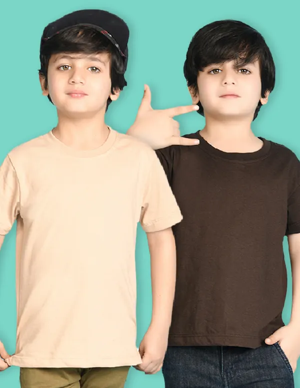 Nusyl_Boy_Brown_&_Beige_Solid_Drop_Shoulder_T_Shirts_Pack_Of_2_Soft_&_Comfortable_Drop_Shoulder_T_Shirts_Cozy_Summer_Wear_For_Kids_&_Teen_Boys
