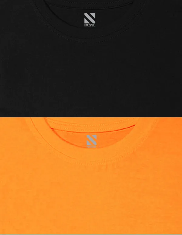 Nusyl_Boy_Black_&_Orange_Solid_Drop_Shoulder_T_Shirts_Pack_Of_2_Soft_&_Comfortable_Drop_Shoulder_T_Shirts_Cozy_Summer_Wear_For_Kids_&_Teen_Boys