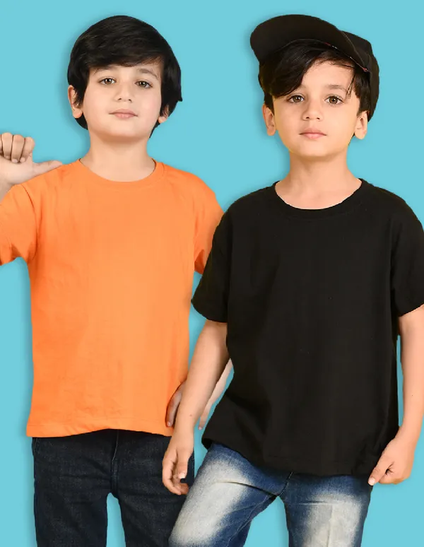 Nusyl_Boy_Black_&_Orange_Solid_Drop_Shoulder_T_Shirts_Pack_Of_2_Soft_&_Comfortable_Drop_Shoulder_T_Shirts_Cozy_Summer_Wear_For_Kids_&_Teen_Boys