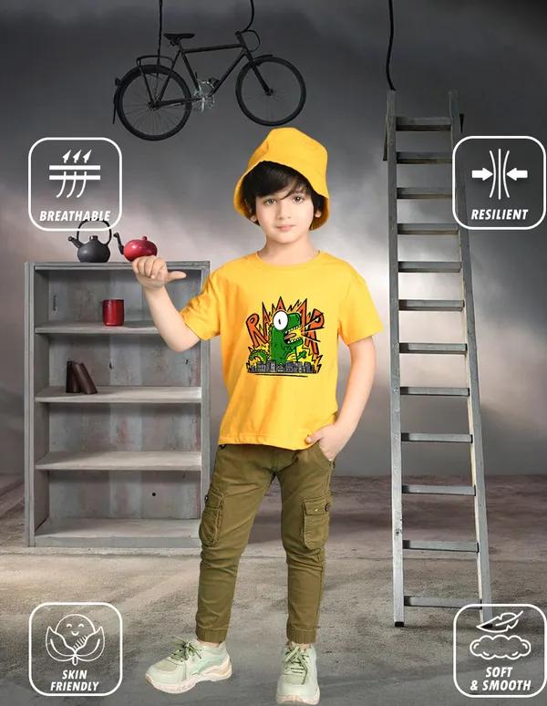 Nusyl_Boy_Brown_&_Yellow_Panda_Printed_&_Chill_Mode_Activated_Text_Printed_Drop_Shoulder_T_Shirts_Pack_Of_2_Soft_&_Comfortable_Drop_Shoulder_T_Shirts_Cozy_Summer_Wear_For_Kids_&_Teen_Boys