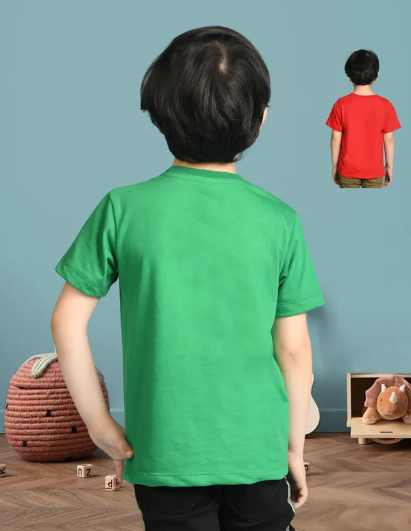 Nusyl_Boy_Green_&_Red_Lion_Printed_&_Wild_Text_Printed_Drop_Shoulder_T_Shirts_Pack_Of_2_Soft_&_Comfortable_Drop_Shoulder_T_Shirts_Cozy_Summer_Wear_For_Kids_&_Teen_Boys
