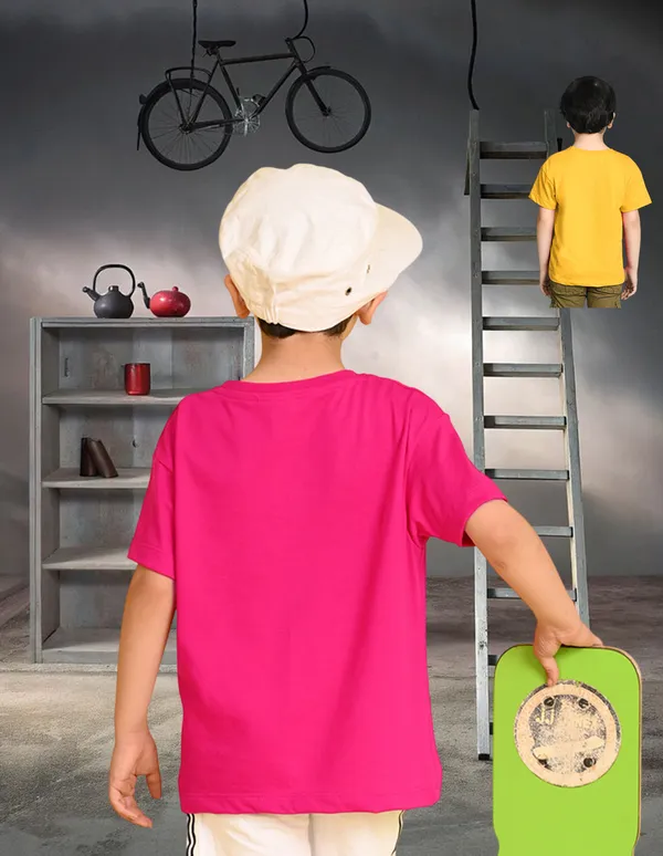Nusyl_Boy_Yellow_&_Hot_Pink_Cats_Printed_&_Dangerous_Text_Printed_Drop_Shoulder_T_Shirts_Pack_Of_2_Soft_&_Comfortable_Drop_Shoulder_T_Shirts_Cozy_Summer_Wear_For_Kids_&_Teen_Boys
