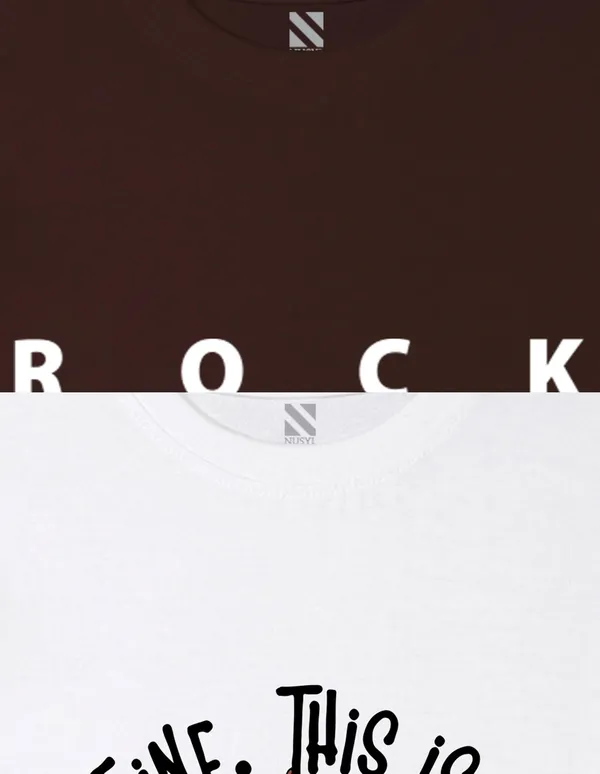 Nusyl_Boy_White_&_Brown_Rock_Text_Printed_&_Fine_Text_Printed_Drop_Shoulder_T_Shirts_Pack_Of_2_Soft_&_Comfortable_Drop_Shoulder_T_Shirts_Cozy_Summer_Wear_For_Kids_&_Teen_Boys