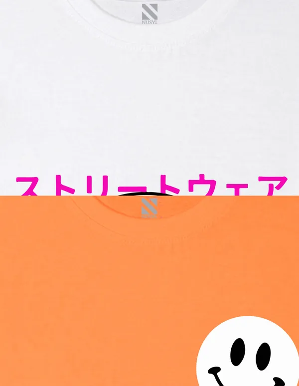 Nusyl_Boy_Orange_&_White_Happy_Text_Printed_&_Youth_Text_Printed_Drop_Shoulder_T_Shirts_Pack_Of_2_Soft_&_Comfortable_Drop_Shoulder_T_Shirts_Cozy_Summer_Wear_For_Kids_&_Teen_Boys
