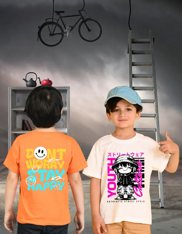 Nusyl_Boy_Orange_&_White_Happy_Text_Printed_&_Youth_Text_Printed_Drop_Shoulder_T_Shirts_Pack_Of_2_Soft_&_Comfortable_Drop_Shoulder_T_Shirts_Cozy_Summer_Wear_For_Kids_&_Teen_Boys