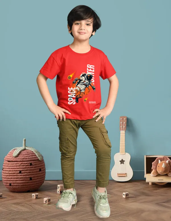 Nusyl_Boy_Red_&_Wine_Moon_Text_Printed_&_Space_Text_Printed_Drop_Shoulder_T_Shirts_Pack_Of_2_Soft_&_Comfortable_Drop_Shoulder_T_Shirts_Cozy_Summer_Wear_For_Kids_&_Teen_Boys