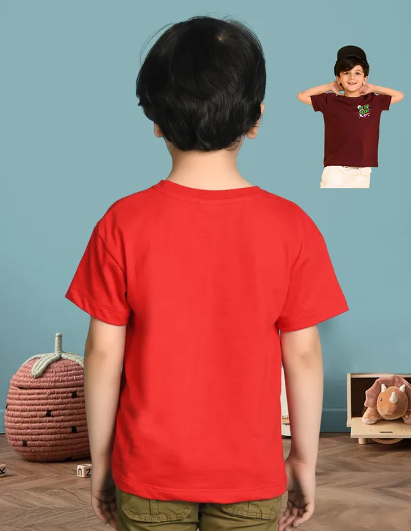 Nusyl_Boy_Red_&_Wine_Moon_Text_Printed_&_Space_Text_Printed_Drop_Shoulder_T_Shirts_Pack_Of_2_Soft_&_Comfortable_Drop_Shoulder_T_Shirts_Cozy_Summer_Wear_For_Kids_&_Teen_Boys