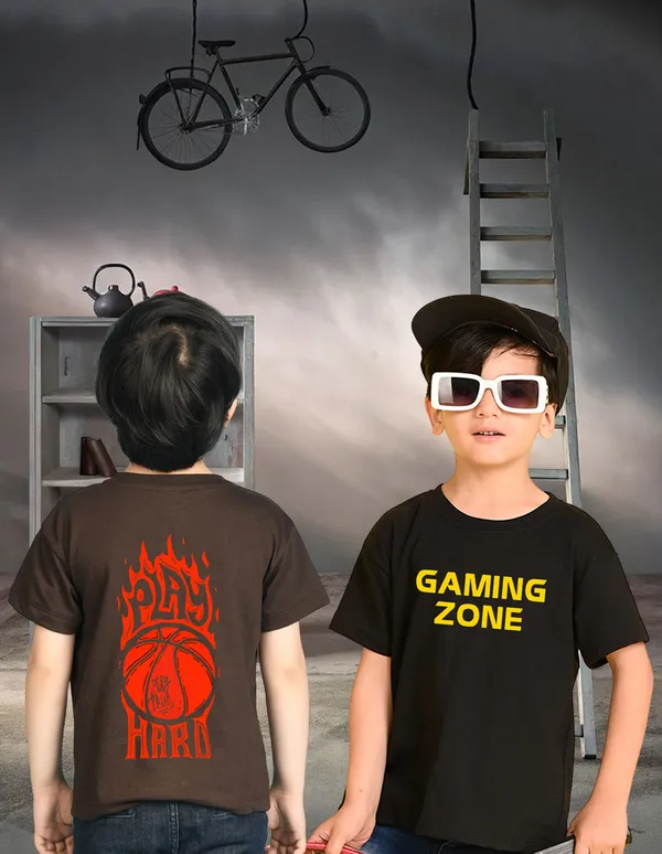 Nusyl_Boy_Brown_&_Black_Gaming_Zone_Text_Printed_&_Hard_Text_Printed_Drop_Shoulder_T_Shirts_Pack_Of_2_Soft_&_Comfortable_Drop_Shoulder_T_Shirts_Cozy_Summer_Wear_For_Kids_&_Teen_Boys