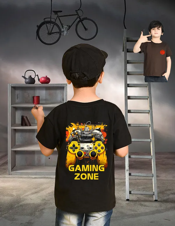 Nusyl_Boy_Brown_&_Black_Gaming_Zone_Text_Printed_&_Hard_Text_Printed_Drop_Shoulder_T_Shirts_Pack_Of_2_Soft_&_Comfortable_Drop_Shoulder_T_Shirts_Cozy_Summer_Wear_For_Kids_&_Teen_Boys