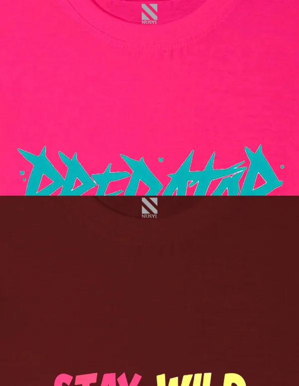 Nusyl_Boy_Hot_Pink_&_Wine_Spider_Printed_&_Tiger_Printed_Drop_Shoulder_T_Shirts_Pack_Of_2_Soft_&_Comfortable_Drop_Shoulder_T_Shirts_Cozy_Summer_Wear_For_Kids_&_Teen_Boys