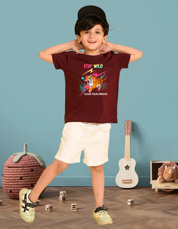 Nusyl_Boy_Hot_Pink_&_Wine_Spider_Printed_&_Tiger_Printed_Drop_Shoulder_T_Shirts_Pack_Of_2_Soft_&_Comfortable_Drop_Shoulder_T_Shirts_Cozy_Summer_Wear_For_Kids_&_Teen_Boys