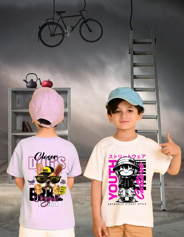 Nusyl_Boy_Lilac_&_White_Dog_Printed_&_Boy_Printed_Drop_Shoulder_T_Shirts_Pack_Of_2_Soft_&_Comfortable_Drop_Shoulder_T_Shirts_Cozy_Summer_Wear_For_Kids_&_Teen_Boys