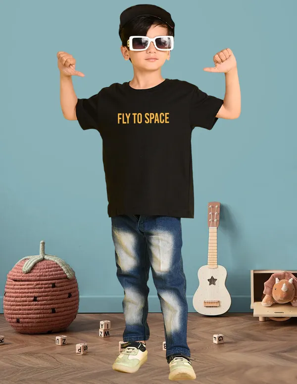 Nusyl_Boy_Black_&_Brown_Astronaut_Printed_&_Rock_Star_Text_Printed_Drop_Shoulder_T_Shirts_Pack_Of_2_Soft_&_Comfortable_Drop_Shoulder_T_Shirts_Cozy_Summer_Wear_For_Kids_&_Teen_Boys
