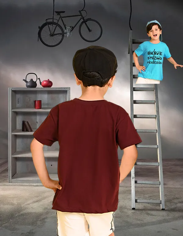 Nusyl_Boy_Sky_Blue_&_Wine_Lion_Printed_&_Cat_Printed_Drop_Shoulder_T_Shirts_Pack_Of_2_Soft_&_Comfortable_Drop_Shoulder_T_Shirts_Cozy_Summer_Wear_For_Kids_&_Teen_Boys
