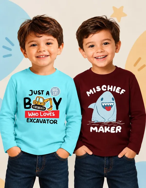 Nusyl_Boys_Pack_of_2_Sky_Blue_&_Wine_Excavator_Text_Printed_&_Mischief_Maker_Text_Printed_Full_Sleeve_Tshirts
