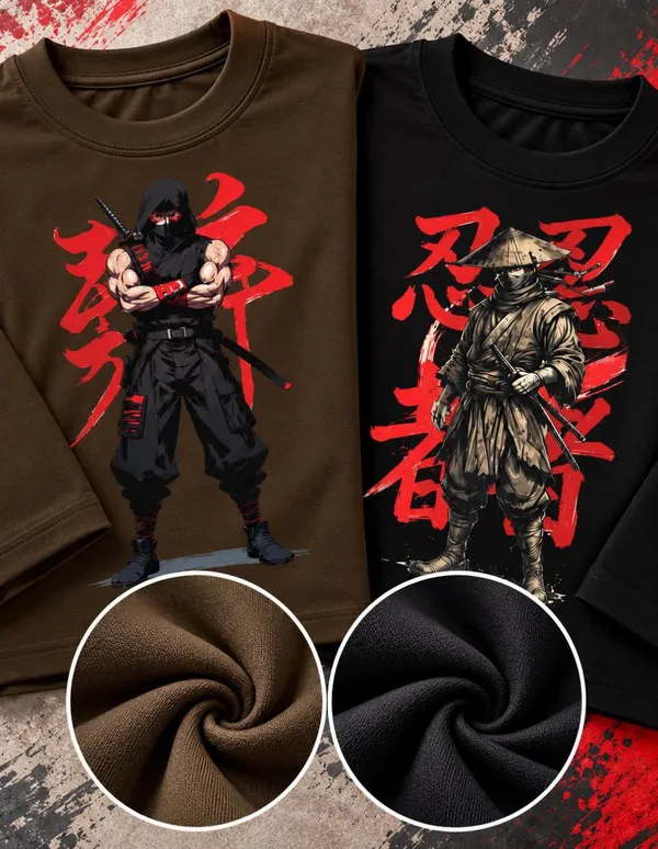 Nusyl_Boys_Pack_of_2_Brown_&_Black_Anime_Printed_&_Anime_Printed_Full_Sleeve_Tshirts