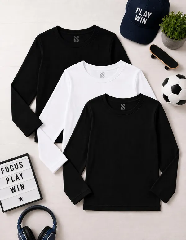 Nusyl_Boys_Black,_White_and_Black_Solid_Tshirts