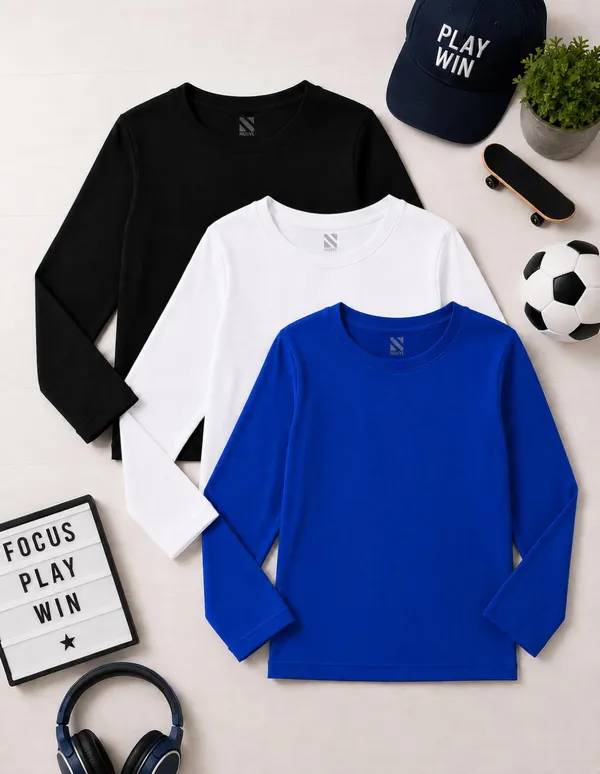 Nusyl_Boys_Black,_White_and_Royal_Blue_Solid_Tshirts