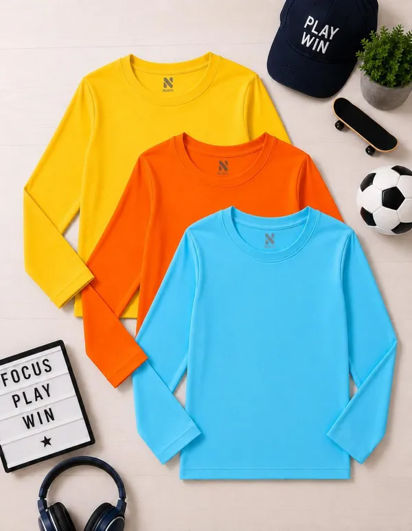 Nusyl_Boys_Yellow,_Orange_and_Sky_Blue_Solid_Tshirts