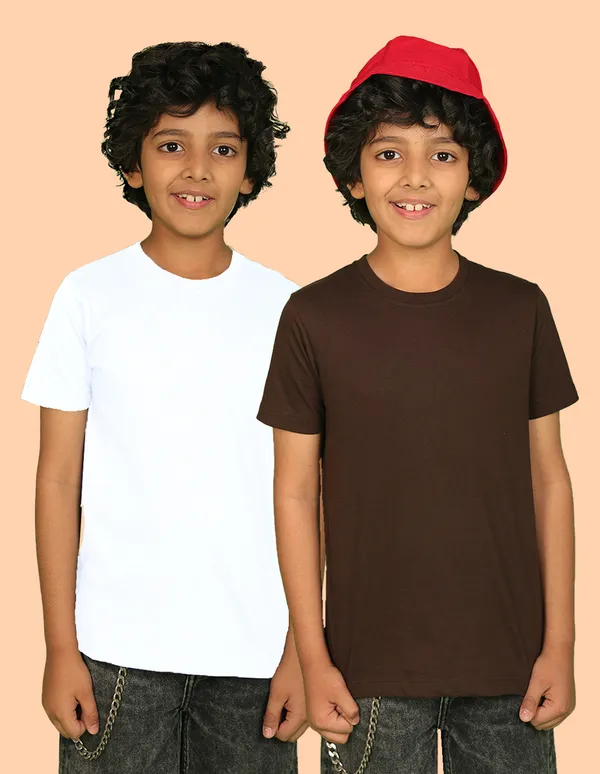 Nusyl_Boy_White_&_Brown_Solid_Regular_T_Shirts_Pack_Of_2_Soft_&_Comfortable_Half_Sleeves_Regular_T_Shirts_Cozy_Summer_Wear_For_Kids_&_Teen_Boys
