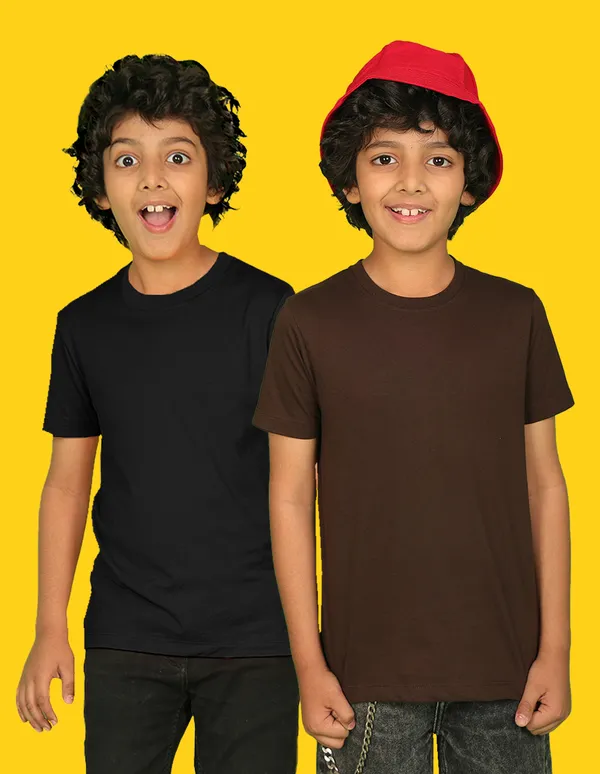 Nusyl_Boy_Black_&_Brown_Solid_Regular_T_Shirts_Pack_Of_2_Soft_&_Comfortable_Half_Sleeves_Regular_T_Shirts_Cozy_Summer_Wear_For_Kids_&_Teen_Boys
