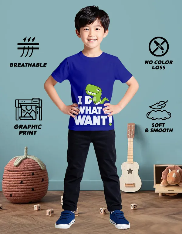 Nusyl_Boy_Hot_Pink_&_Royal_Blue_Do_Want_Text_Printed_&_Rules_Text_Printed_Half_Sleeves_T_Shirt_Pack_Of_2_Soft_&_Comfortable_Half_Sleeve_T_Shirt_Cozy_Summer_Wear_For_Kids_&_Teen_Boys
