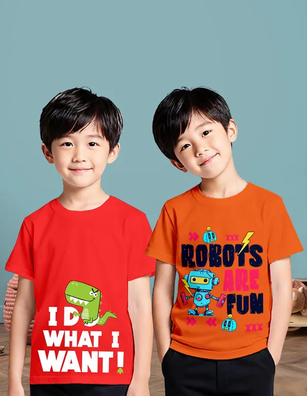 Nusyl_Boy_Orange_&_Red_Do_Want_Text_Printed_&_Robots_Text_Printed_Half_Sleeves_T_Shirt_Pack_Of_2_Soft_&_Comfortable_Half_Sleeve_T_Shirt_Cozy_Summer_Wear_For_Kids_&_Teen_Boys