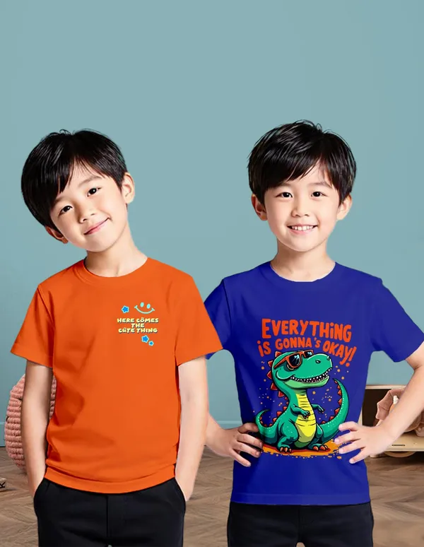 Nusyl_Boy_Orange_&_Royal_Blue_Dinosaur_Printed_&_Cute_Thing_Text_Printed_Half_Sleeves_T_Shirt_Pack_Of_2_Soft_&_Comfortable_Half_Sleeve_T_Shirt_Cozy_Summer_Wear_For_Kids_&_Teen_Boys