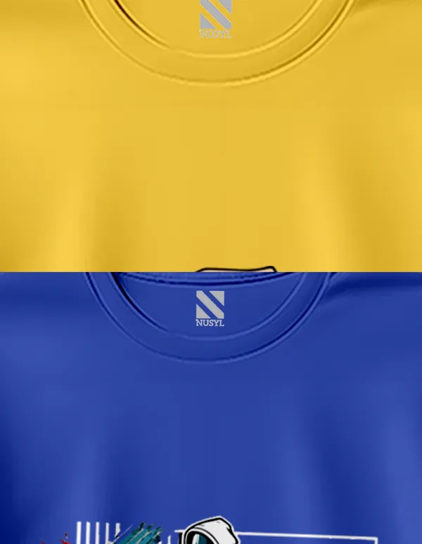 Nusyl_Boy_Yellow_&_Royal_Blue_Street_Boys_Printed_&_Stay_Wild_Text_Printed_Half_Sleeves_T_Shirt_Pack_Of_2_Soft_&_Comfortable_Half_Sleeve_T_Shirt_Cozy_Summer_Wear_For_Kids_&_Teen_Boys