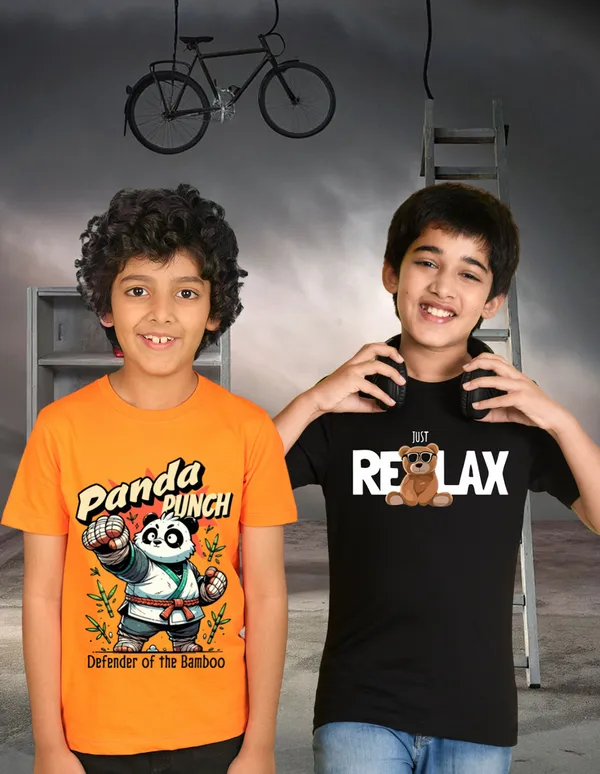 Nusyl_Boy_Black_&_Orange_Panda_Printed_&_Teddy_Printed_Half_Sleeves_T_Shirt_Pack_Of_2_Soft_&_Comfortable_Half_Sleeve_T_Shirt_Cozy_Summer_Wear_For_Kids_&_Teen_Boys
