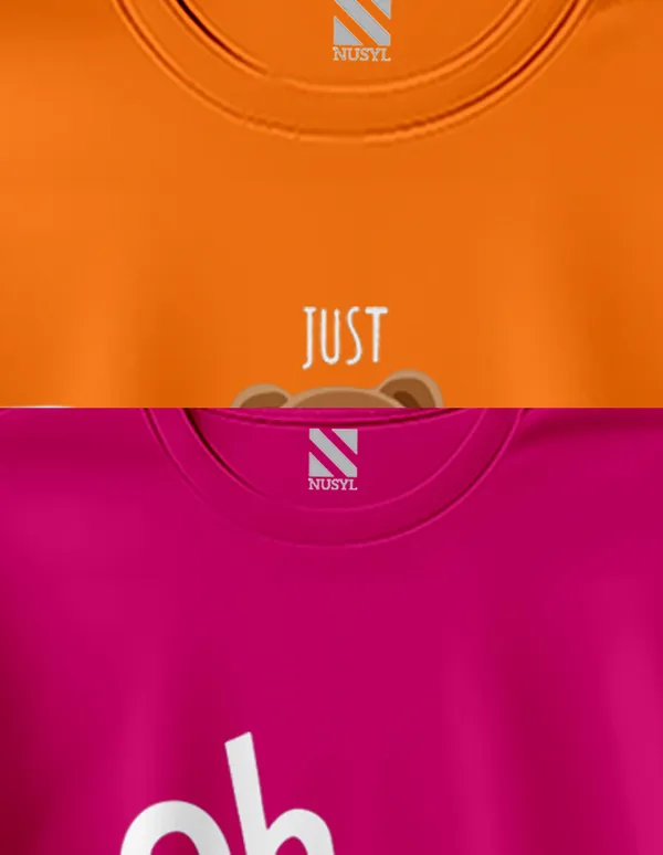 Nusyl_Boy_Hot_Pink_&_Orange_Teddy_Printed_&_Oh_Places_Half_Sleeves_T_Shirt_Pack_Of_2_Soft_&_Comfortable_Half_Sleeve_T_Shirt_Cozy_Summer_Wear_For_Kids_&_Teen_Boys