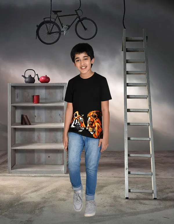 Nusyl_Boy_Yellow_&_Black_Tigers_Printed_&_Lion_Printed_Half_Sleeves_T_Shirt_Pack_Of_2_Soft_&_Comfortable_Half_Sleeve_T_Shirt_Cozy_Summer_Wear_For_Kids_&_Teen_Boys