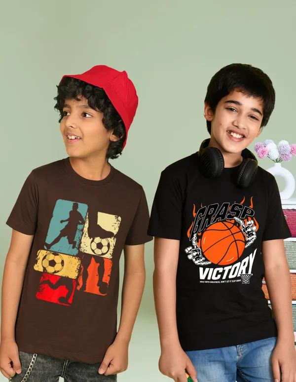 Nusyl_Boy_Brown_&_Black_Basketball_Printed_&_Victory_Text_Printed_Half_Sleeves_T_Shirt_Pack_Of_2_Soft_&_Comfortable_Half_Sleeve_T_Shirt_Cozy_Summer_Wear_For_Kids_&_Teen_Boys