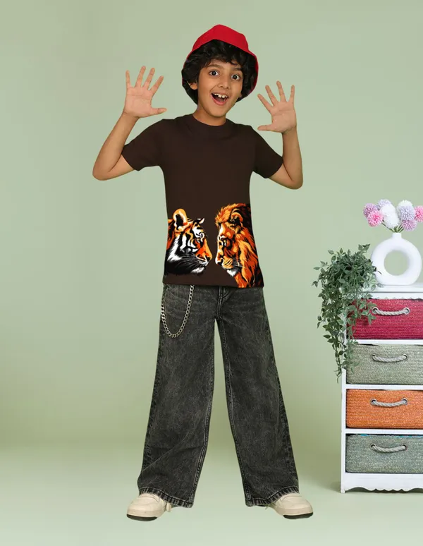 Nusyl_Boy_Black_&_Brown_Lion_Printed_&_Anime_Character_Printed_Half_Sleeves_T_Shirt_Pack_Of_2_Soft_&_Comfortable_Half_Sleeve_T_Shirt_Cozy_Summer_Wear_For_Kids_&_Teen_Boys