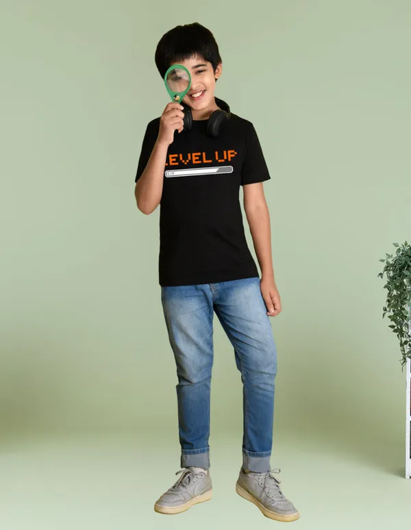 Nusyl_Boy_Brown_&_Black_Victory_Text_Printed_&_Level_Up_Text_Printed_Half_Sleeves_T_Shirt_Pack_Of_2_Soft_&_Comfortable_Half_Sleeve_T_Shirt_Cozy_Summer_Wear_For_Kids_&_Teen_Boys