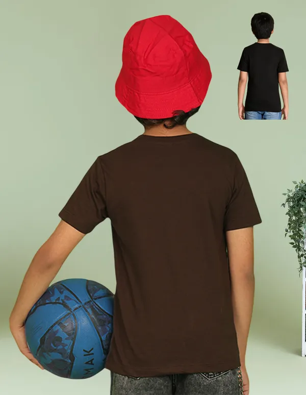 Nusyl_Boy_Brown_&_Black_Victory_Text_Printed_&_Level_Up_Text_Printed_Half_Sleeves_T_Shirt_Pack_Of_2_Soft_&_Comfortable_Half_Sleeve_T_Shirt_Cozy_Summer_Wear_For_Kids_&_Teen_Boys