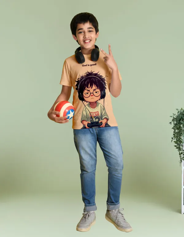 Nusyl_Boy_Orange_&_Beige_Stay_Weird_Text_Printed_&_Boy_Printed_Half_Sleeves_T_Shirt_Pack_Of_2_Soft_&_Comfortable_Half_Sleeve_T_Shirt_Cozy_Summer_Wear_For_Kids_&_Teen_Boys