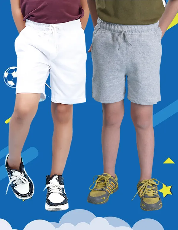 Nusyl_White_&_Grey_Solid_Cotton_Blend_Regular_Fit_Pack_Of_2_Shorts_With_Side_Pockets_Short_Length_Regular_Fit