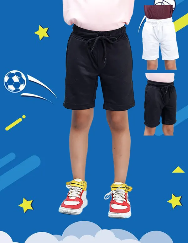 Nusyl_Black_&_White_Solid_Cotton_Blend_Regular_Fit_Pack_Of_3_Shorts_With_Side_Pockets_Short_Length_Regular_Fit