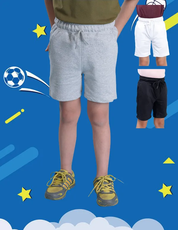 Nusyl_White_&_Black_&_Grey_Solid_Cotton_Blend_Regular_Fit_Pack_Of_3_Shorts_With_Side_Pockets_Short_Length_Regular_Fit