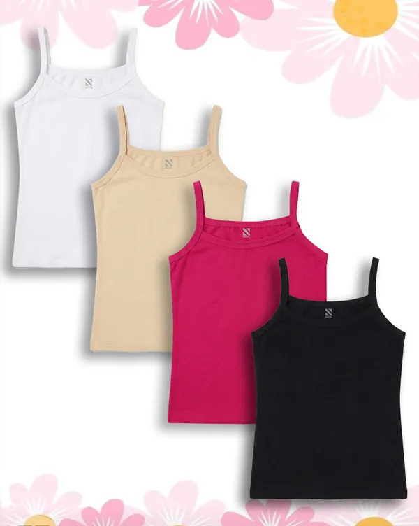NUSYL_Girls_Solid_Cotton_Camisoles_(Pack_of_4)_�_Soft_&_Breathable_Innerwear_|_Lightweight_Summer_Undershirts_for_Kids_&_Teen_Girls
