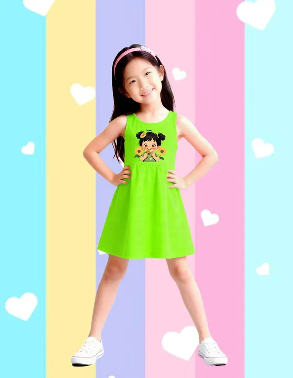 Nusyl_Girls_Orange_&_Green_Happy_Text_Printed_&_Flowers_Printed_Pack_Of_2_Dresses_Soft_&_Comfortable_Dresses_Cozy_Summer_Wear_For_Kids_&_Teen_Girls