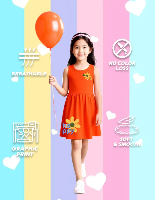 Nusyl_Girls_Orange_&_Green_Happy_Text_Printed_&_Flowers_Printed_Pack_Of_2_Dresses_Soft_&_Comfortable_Dresses_Cozy_Summer_Wear_For_Kids_&_Teen_Girls