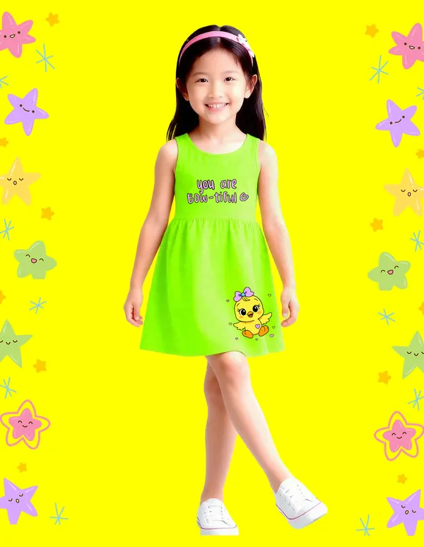Nusyl_Girls_Lilac_&_Green_Cute_&_Happy_Text_Printed_Pack_Of_2_Dresses_Soft_&_Comfortable_Dresses_Cozy_Summer_Wear_For_Kids_&_Teen_Girls