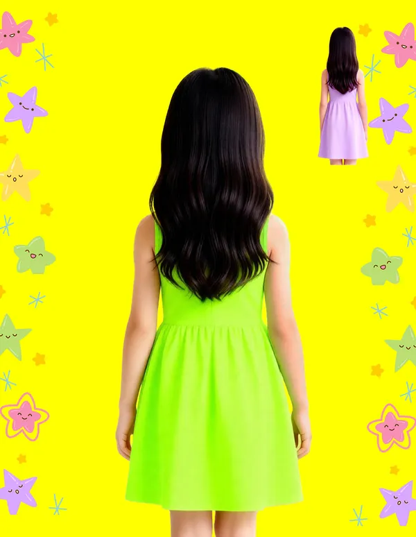 Nusyl_Girls_Lilac_&_Green_Cute_&_Happy_Text_Printed_Pack_Of_2_Dresses_Soft_&_Comfortable_Dresses_Cozy_Summer_Wear_For_Kids_&_Teen_Girls