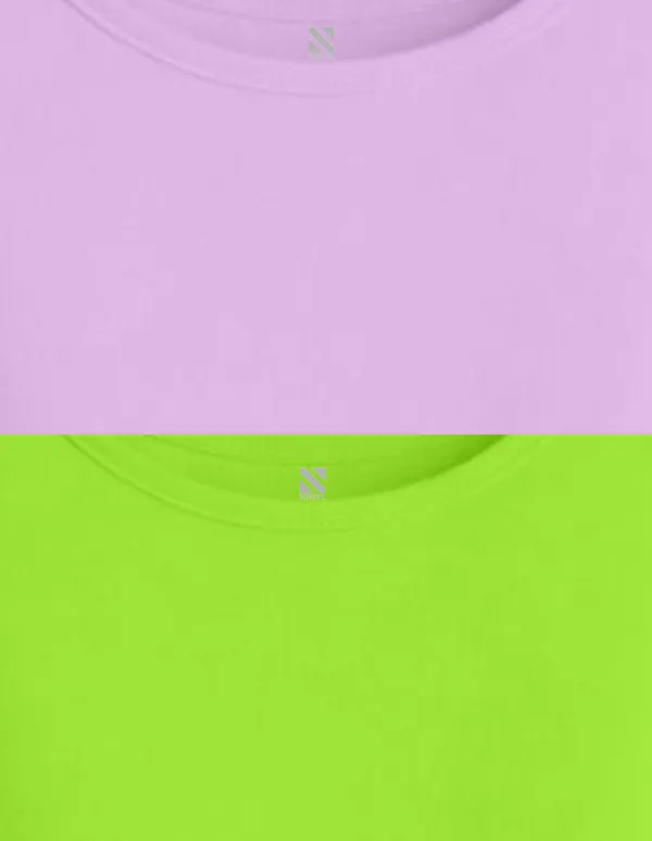 Nusyl_Girls_Lilac_&_Green_Cute_&_Happy_Text_Printed_Pack_Of_2_Dresses_Soft_&_Comfortable_Dresses_Cozy_Summer_Wear_For_Kids_&_Teen_Girls