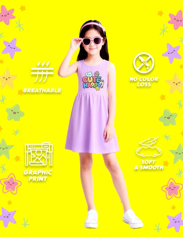 Nusyl_Girls_Lilac_&_Green_Cute_&_Happy_Text_Printed_Pack_Of_2_Dresses_Soft_&_Comfortable_Dresses_Cozy_Summer_Wear_For_Kids_&_Teen_Girls