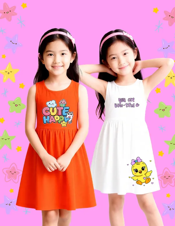 Nusyl_Girls_Orange_&_White_Cute_Duck_Printed_Pack_Of_2_Dresses_Soft_&_Comfortable_Dresses_Cozy_Summer_Wear_For_Kids_&_Teen_Girls